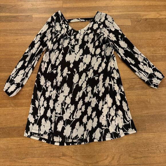 Robbie Bee black white long sleeve cold shoulder knee length shift size 12
 b6 - Picture 1 of 4